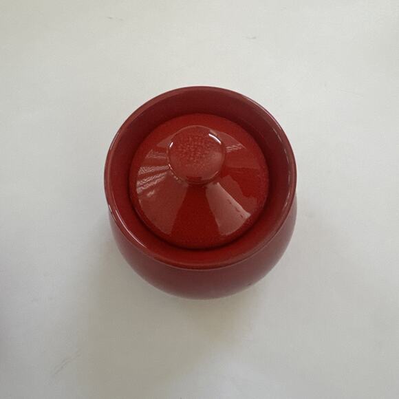 Vintage WAECHTERSBACH Red Creamer &‎ Sugar Bowl w/ Lid Set W. Germany Christmas - Picture 5 of 10